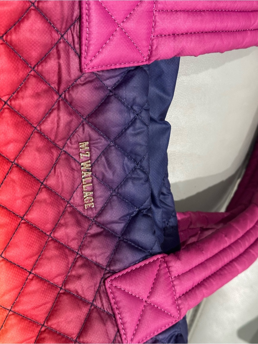 MZ Wallace Quilted Rainbow Gradient Tote - Pink, Purple, Blue, Green, Yellow - Picture 4 of 8